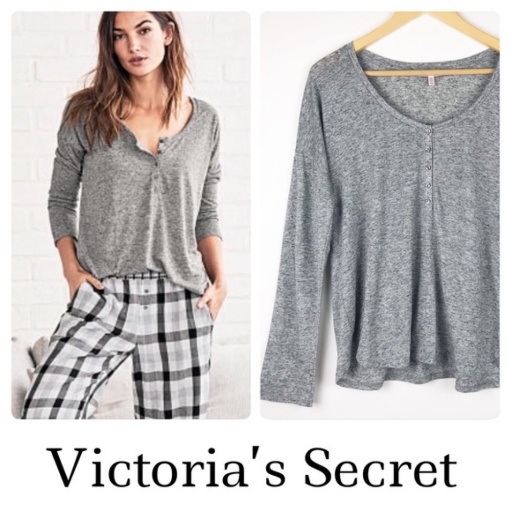 Victoria’s Secret Dreamer Henley Grey Pajama Top M